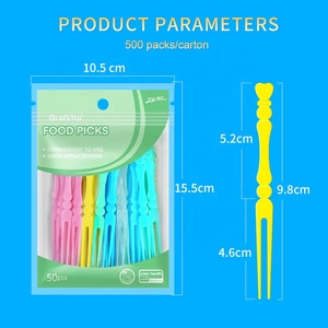 Fourchettes à fruits en plastique durables pour enfants, avec logo, pour mini-gâteaux, collations, banquets, apéritifs et desserts, motif dessin animé Torune - Product Image 3