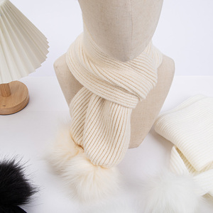Super suave Beige negro invierno punto sombreros bufanda conjunto cálido INS color turbante bola oreja proteger gorro bebé niños niñas otoño - Product Image 6