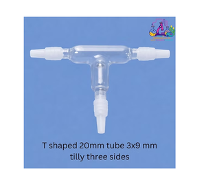 Conector de Tubo de Vidrio de Borosilicato en Forma de T de Precisión, 20 mm de Longitud, 3x9 mm, Conexión de Tres Vías, Transferencia de Fluidos, Configuración de Laboratorio, OEM - Product Image 2