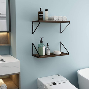 Solid Wood Wall Mounted <b>Shelf</b> 35.8cm Dark Brown Durable Living Room Storage <b>Rack</b> - Product Image 2