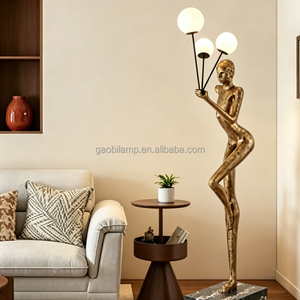Lampadaire Sculpture Humaine 4 Boules Lumineuses, <span class=keywords><strong>Lampe</strong></span> sur Pied <span class=keywords><strong>Statue</strong></span> Femme, Décoration Artistique de Luxe pour Villa, Salon, Hall d'Hôtel - Product Image 5