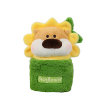 Kinqee Peluche Animal Sauvage En Peluche Lion Avec Plante Verte En Pot Pas Cher Mode Bas quantité minimale de commande Enfants Doux Lion En Peluche Jouet