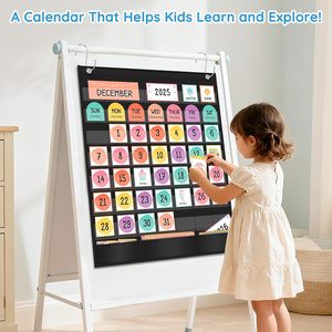 Boho Calendar Pocket Chart 20x24 Inch Educational Cards Time Management Preschool - Product Image 6