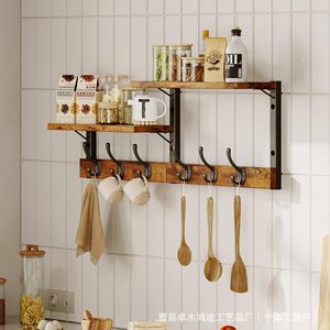 Wooden Wall Mounted Coat <b>Rack</b> With <b>Shelves</b> And Hooks For Entryway Or Bedroom Storage Organization - Product Image 3