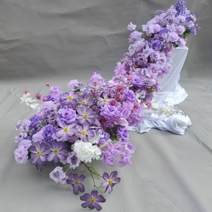 Chemin de table en fleurs de soie bleu gypsophile pour la décoration de salle de réception de mariage - Product Image 4