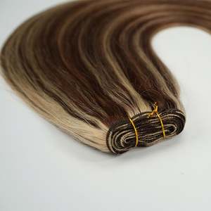 Extensions de cheveux brésiliens Remy vierges, qualité 10A, 100% cuticules alignées, lisses et soyeuses, double trame machine, 100g, 16 pouces, Amygirl - Product Image 1