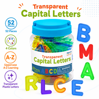 Ensemble de lettres de l'alphabet transparentes 52 pièces, jouet éducatif en plastique pour l'apprentissage des grands caractères, vente en gros pour les salles de classe