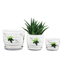 Pot de fleurs en céramique émaillée pour balcon et intérieur avec soucoupe