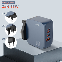 LDNIO Q7 Multifonction Usb c Multi 4 Port Adaptateur Chargeur Rapide GaN Câble Chargeur Mobile Type c Chargeur de Voyage 65w