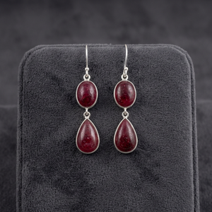 Elegant Chic 925 <b>Sterling</b> <b>Silver</b> Stud <b>Hoop</b> <b>Earrings</b> Stylish Natural Pink Tourmaline Trendy Design 8g India RAMAVATI GEMS - Product Image 3