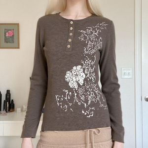 เสื้อท่อนบนแขนยาวพิมพ์ลายดอกไม้สไตล์วินเทจแบบสตรีทสไตล์  ติดกระดุมด้านหน้า  รัดเอว  ดีไซน์โดดเด่น  เสื้อถักอเนกประสงค์ - Product Image 1