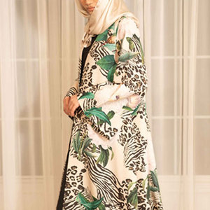 Women Modest Abaya Long Sleeve Animal Print Maxi Dress Lightweight Polyester Loose Fit Daily Wear Middle East Style Daily Wear - Product Image 6