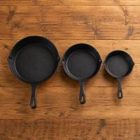 Ensemble de 3 ustensiles de cuisine en fonte antiadhésifs pré-assaisonnés pour induction, poêle à frire, prix usine professionnel