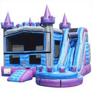 Château gonflable de nouvelle conception Purple Palace avec toboggan aquatique, location pour fêtes, à vendre WINWAYTOYS 5x4m PVC, capacité 5-10 personnes - Product Image 1