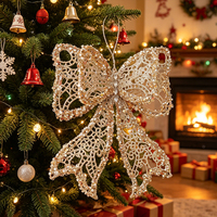 Pendentifs de Noël LANTINGXU pour décorations suspendues à l'arbre, nœuds et feuilles de Noël scintillants, décoration de Noël personnalisée
