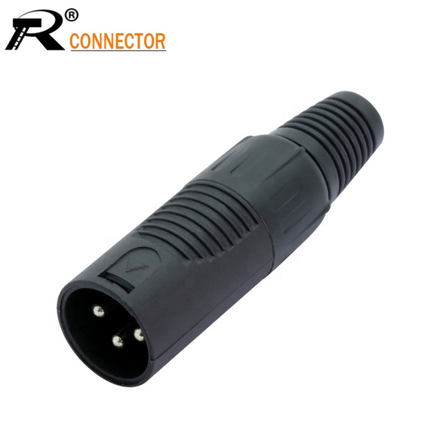 Plastic XLR Male 3 Pin Audio Microphone Cable Connector DIY Solder Type Metal Material Audio Signal Plug Speaker Connector