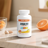 Tablet Kunyah Multivitamin untuk Dewasa - 13 Vitamin Esensial dengan Vitamin C, D3 & B12 untuk Mendukung Imunitas & Energi, 60 Tablet