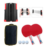 Ensemble de tennis de table familial personnalisé pour 2 joueurs, filet de ping-pong rétractable, 3 balles avec sac de transport, jeux de table