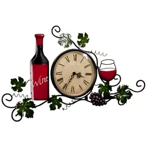 Hand Painted Wine Inspired Clock And Art with Roman Numeral Battery Operated Wall Clocks Wall Art for Living Room Decor