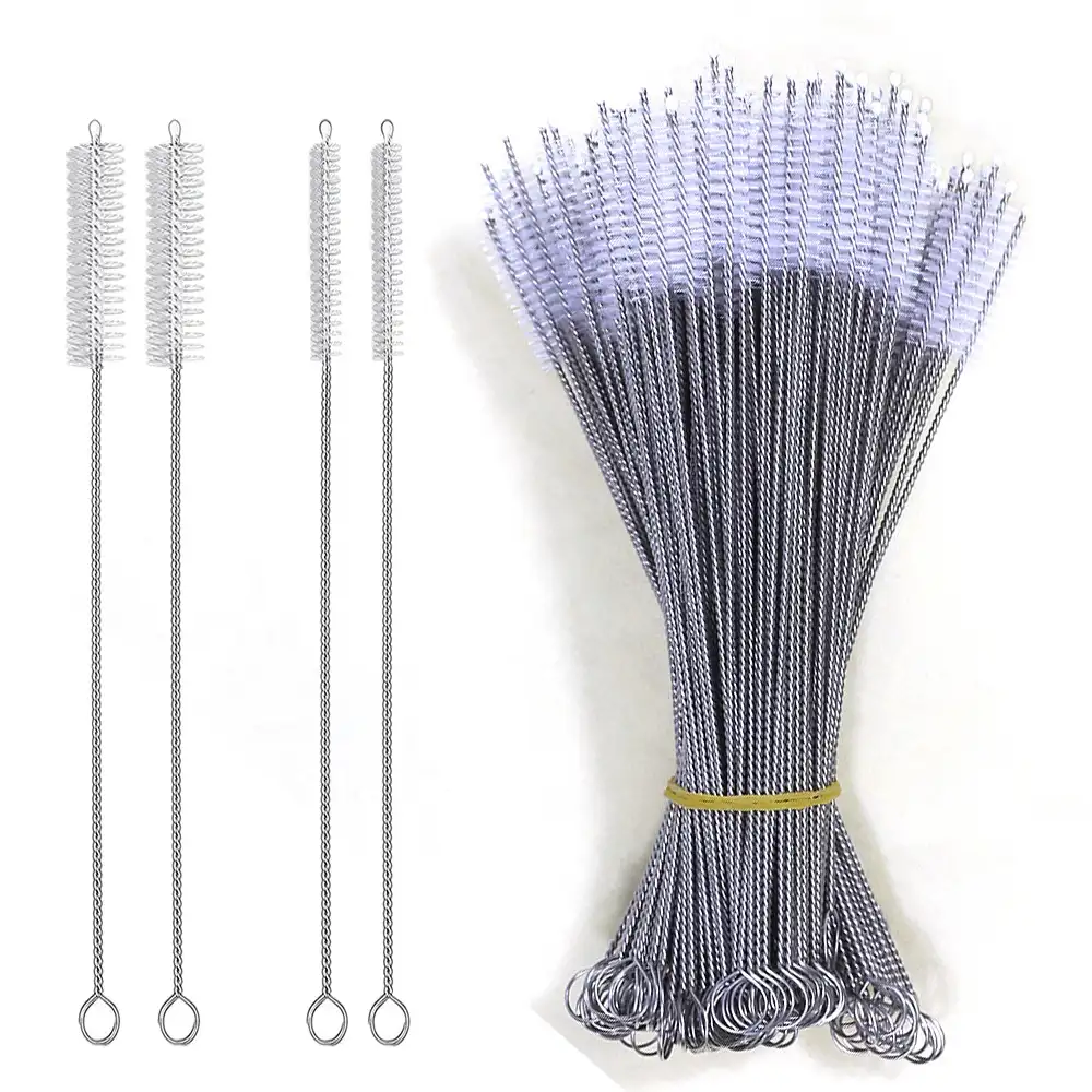 230mm stainless steel straw brush for bamboo straw cleaners/silicone straw cleaning brush/ custom coconut straw