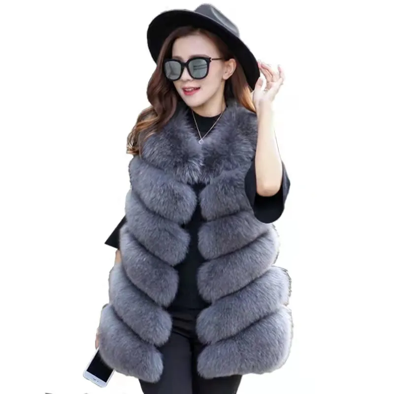 Di alta qualità alla moda vera donna inverno cappotto genuino morbido gilet di pelliccia di volpe naturale