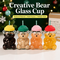 Nouvelle tasse à café en verre avec motif d'ours mignon, tasse à café en verre au design de dessin animé, passe au lave-vaisselle, tasse en verre pour enfants, cadeau d'affaires