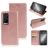 X60 Pro Plus cuir de veau couleur unie cuir portefeuille magnétique étuis de téléphone portable portefeuille antichoc esthétique étui de téléphone en vrac