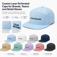 Topi Premium 7 Panel Berpinggiran Datar dengan Laser Perforated dan Bordir Kustom untuk Golf dan Lari