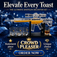 Ensemble de carafe à whisky en verre de style fusil AR15 artisanal avec 4 verres à shot intégrés, support de présentation, logo personnalisé, cadeau de luxe, articles de bar