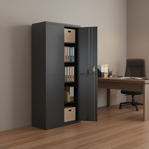 Anthracite Steel Extra <b>Tall</b> <b>Filing</b> <b>Cabinet</b> With Key Lock Modern Office Storage Solution - Product Image 2