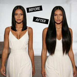 Extensions de cheveux humains naturels et soyeux, lisses, au crochet, 100 % vierges non traitées, tissage de cheveux couleur naturelle, faits à la main - Product Image 6