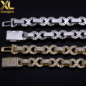 Trendy 10mm Geometric <b>Square</b> CZ Infinite Loop Hiphop Bling Bling Necklace Bracelet <b>Set</b> Gold Finish Fashion Sliver Cuban - Product Image 5