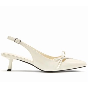 Fashion Causal Outdoor Pointed <b>Toe</b> Heeled Sandals Slingback with Buckle <b>Closed</b> <b>Toe</b> PU Upper with Bow Kitten <b>Heel</b> for Women - Product Image 4