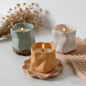Handmade Ceramic Art <b>Candle</b> Set Minimalist Style Scented Soy <b>Wax</b> <b>Candle</b> Home Decoration Floral Plant Fragrance - Product Image 1
