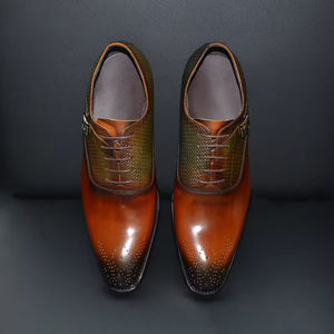 Chaussures habillées en cuir pour hommes, durables, à coutures apparentes, lacets, pour le bureau et les mariages - Product Image 4