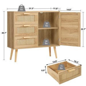 Cross-border e-commerce minimalist balcony rattan <b>storage</b> cabinet, Nordic style <b>sideboard</b>, tea cabinet, <b>storage</b> cabinet - Product Image 2