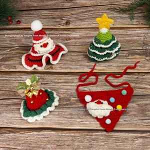 2023 natale <span class=keywords><strong>Pet</strong></span> sciarpa decorativa all'uncinetto fatto a mano colletto a maglia solido modello in pile carino ornamento per cane gatto inverno - Product Image 5