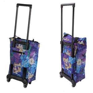 Borsa Trolley Pieghevole Portatile per <span class=keywords><strong>la</strong></span> <span class=keywords><strong>Spesa</strong></span>, Riutilizzabile in Tessuto Oxford, con Ruote, Impermeabile, Fantasia Geometrica, per <span class=keywords><strong>la</strong></span> Casa - Product Image 3