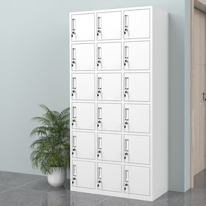 Armoire métallique moderne avec 16 portes verrouillables, design à panneaux plats à charnières pour le rangement de la chambre - Product Image 5