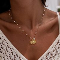 Chaîne bohème en acier inoxydable, perles dorées, surfeur hawaïen, bijoux, collier étoile de mer, perle, coquillage pour femme