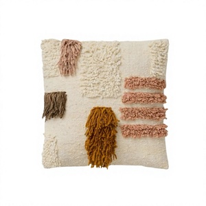 Luxury Bohemian Home Decor Cotton Tufted Cushion <b>Cover</b> Handwoven Indoor-Outdoor Geometric <b>Throw</b> Pillow <b>Covers</b> By ITHL - Product Image 1