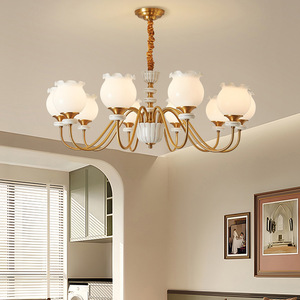Siying Chandelier Gold Ceramic Led E27 Round Vintage Living Room <b>Light</b> - Product Image 2
