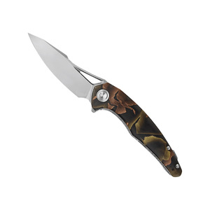 [Cuchillo Plegable de Diseño Independiente] Cuchillo Plegable Gedao de Resina y Cobre con Mango G10 para Exteriores, Cuchillo para Frutas y Camping, Acero VG10 - Product Image 1