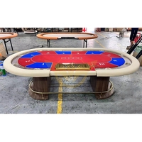 YH disesuaikan taplak meja Soild kayu Oval 10 pemain Digital Cina kasino Retro merah Texas meja Poker