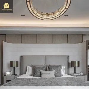 Tek lüks mobilya çözüm Modern lüks otel kulübü yatak odası mobilyası rahat çift kral yatak takımı