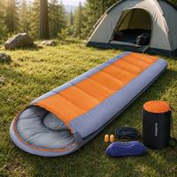 Ensemble de sac de couchage de camping en plein air avec oreiller, masque pour les yeux et bouchons d'oreilles, sac enveloppe léger et chaud pour les voyages et la randonnée