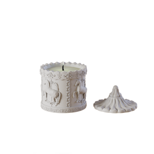 ขวดเทียนทรงม้าหมุนสไตล์ฝรั่งเศสแบบคลาสสิกย้อนยุค สีขาวบริสุทธิ์ บรรจุขี้ผึ้ง พร้อมฝาปิดทรงแหลม ผลิตตามสั่ง - Product Image 2