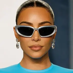 Super hot Eyewear 20745 Mode Silber Spiegel Oval Sport Sonnenbrille Steampunk Schwarze Männer und Frauen Wickeln Sie Sonnenbrillen um