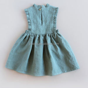 <strong>Toddler</strong> Button Down Scoop Back Summer Outfit Clothes Children Girls Vintage Wear Girl's Cotton Linen <strong>Dresses</strong> - Product Image 2