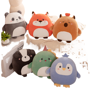 Vente en gros HQ Superbe Coussin Squish en Peluche Animaux de Dessin Animé 3D Gaufrés (Cochon, Dinosaure, Lapin) avec Rembourrage en Coton PP et Maille - Product Image 1